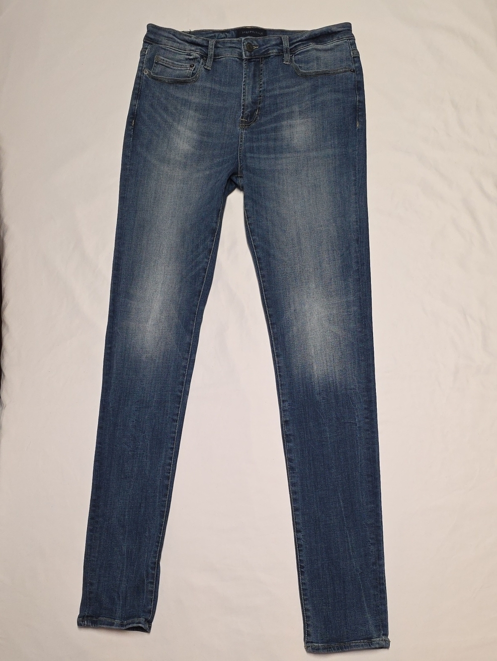 Aeropostale Men's Faded Blue Stacked Ultra Skinny Jeans